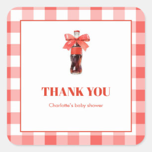 She Is Ready to Pop Red Soda Pop Baby Shower Square Sticker