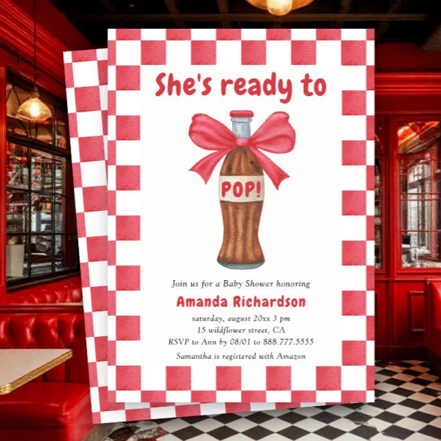 She is Ready to Pop Soda Bottle Baby Shower Invitation (Creator Uploaded)