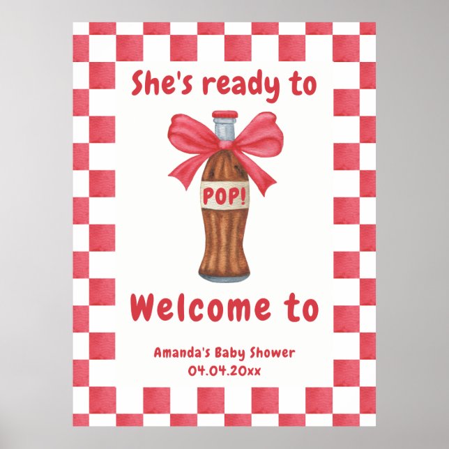 She is Ready to Pop Soda Bottle Baby Shower Poster (Front)