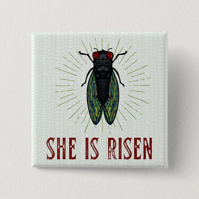 She Is Risen Card 2 Inch Square Button (Front)