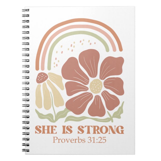 She is strong Bible Verse  Notebook (Front)