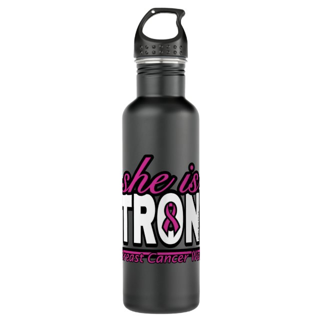 She is STRONG...Breast Cancer 710 Ml Water Bottle (Front)