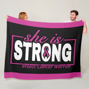 She is STRONG...Breast Cancer Fleece Blanket