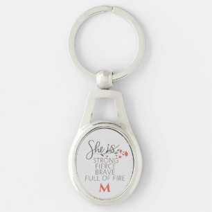 She Is Strong Fierce Brave Custom Name Keychain