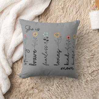 She is Strong She is Mom Mothers Day Gift Throw Pillow