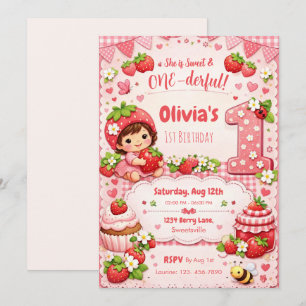 She is Sweet and Onederful 1st Birthday Invitation