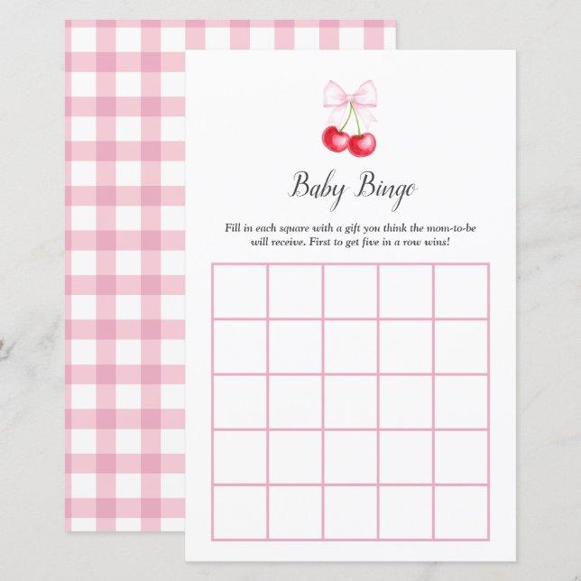 She is The Cherry On Top Baby Shower Bingo Game (Front/Back)