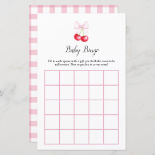 She is The Cherry On Top Baby Shower Bingo Game