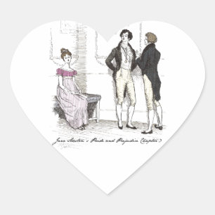 She is tolerable ... Jane Austen P&P CH3 Heart Sticker