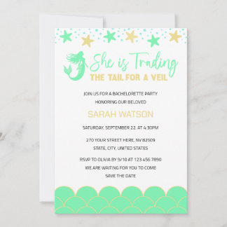 She is Trading Tail For The Veil Bachelorette Invitation
