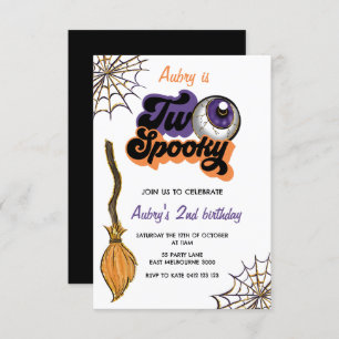 She Is Two Spooky Second Birthday Halloween  Invitation
