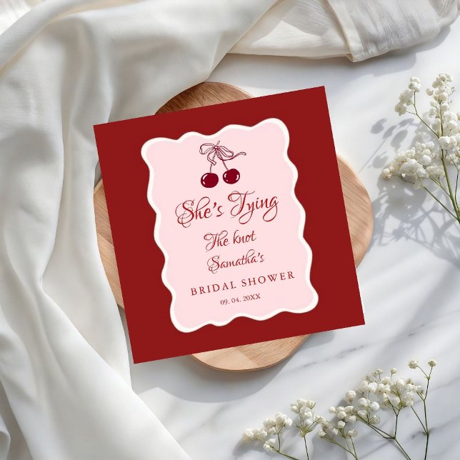 She is tying the knot Bridal Shower Napkin (Creator Uploaded)