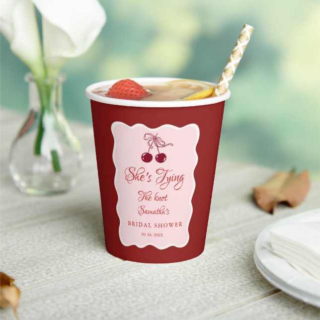 She is tying the knot Bridal Shower Paper Cups (Insitu)