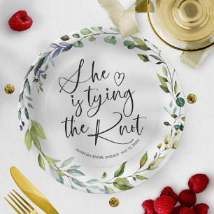 She Is tying The Knot Bridal Shower Paper Plate