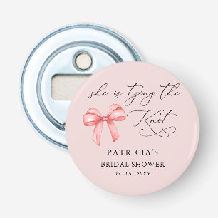 She is tying the knot pink bow Bridal Shower Bottle Opener