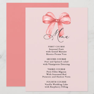 She is tying the knot pink bow Bridal Shower Menu