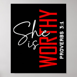She Is Worthy Bible Verse Religious Christian Poster