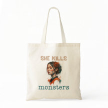 She kills monsters, art, strong woman face 