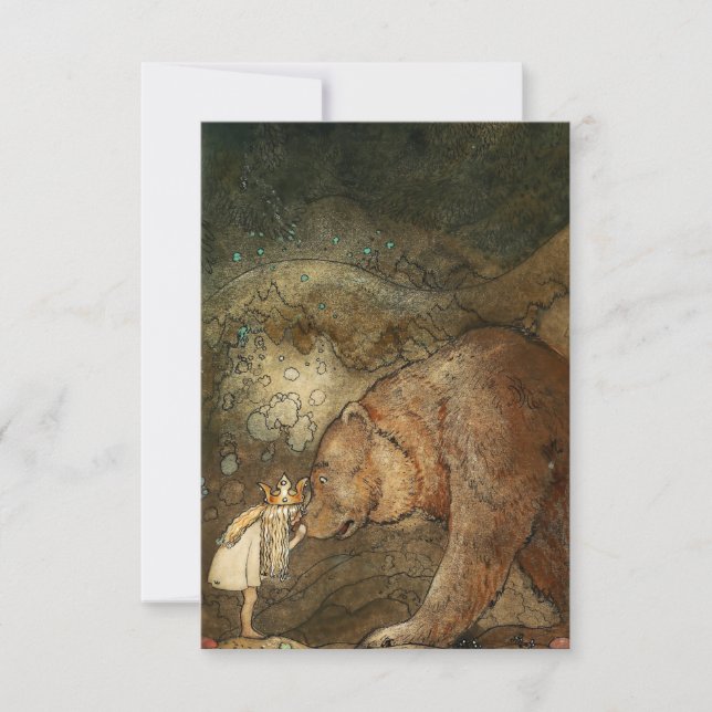 “She Kissed the Bear” by John Bauer Thank You Card (Front)