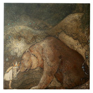“She Kissed the Bear” by John Bauer Tile