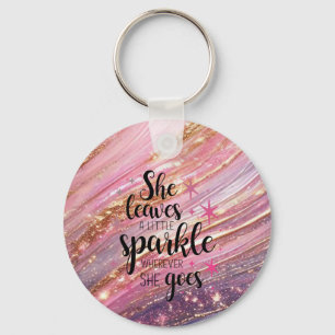 She Leaves A Little Sparkle Brushstrokes & Glitter Keychain