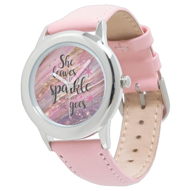 She Leaves A Little Sparkle Brushstrokes & Glitter Watch (Angled)