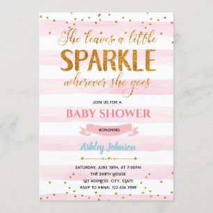 SHE LEAVES a Little SPARKLE confetti invitation