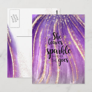 She Leaves A Little Sparkle Luxury Glitter  Postcard