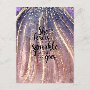 She Leaves A Little Sparkle Luxury Glitter  Postcard