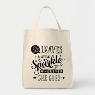 She Leaves A Little Sparkle Typography Tote Bag