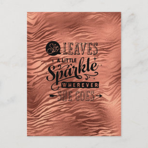 She Leaves Sparkle Rose tone Tiger Postcard