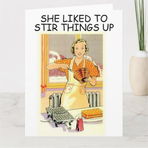 SHE LIKED TO STIR THINGS UP, RETRO HOUSEWIFE CARDS