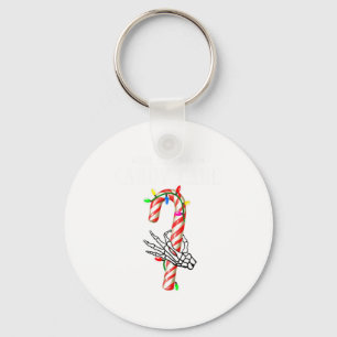 She Likes My Candy Cane Skeleton Couples Christmas Keychain