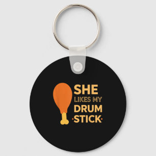 She Likes My Drum Stick Funny Couple Matching Than Keychain