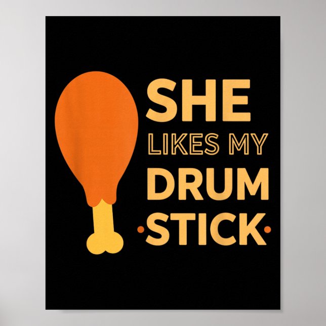 She Likes My Drum Stick Funny Couple Matching Than Poster (Front)