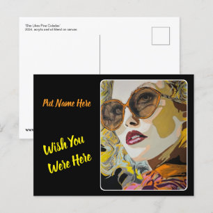 'She Likes Pina Coladas' Painting on a Postcard