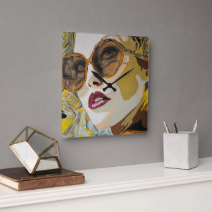 'She Likes Pina Coladas' Painting on a Square Wall Clock