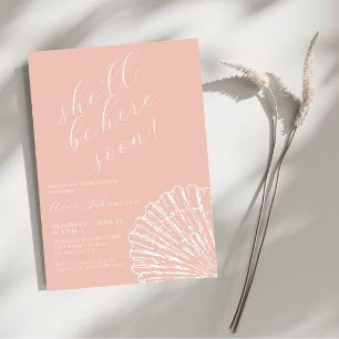 She´ll Be Here Soon Elegant Pink Baby Girl Shower Invitation