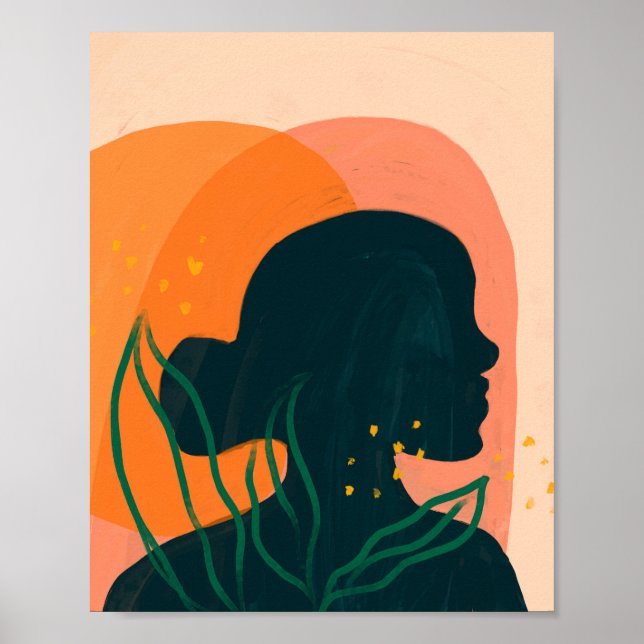 She Looks Beyond - Silhouette On Sunset Poster (Front)