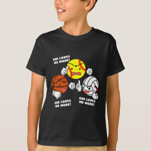 She Loves Me More Funny Softll Sketll Volleyll  T-Shirt
