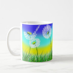 She Loves Me Not, Dandelion, White Coffee Mug