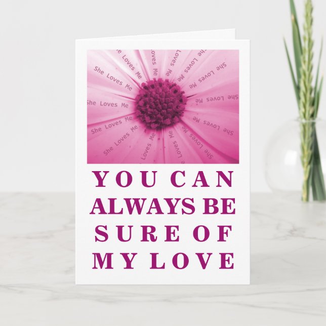 "She Loves Me" Pink Daisy Valentine's Day Card (Front)
