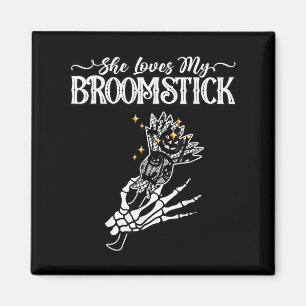 She Loves My Broomstick I Like Her Pumpkins Couple Magnet