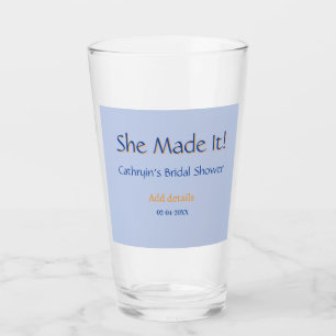 SHE MADE IT BRIDAL SHOWER BLUE ORANGE STYLISH TREN GLASS