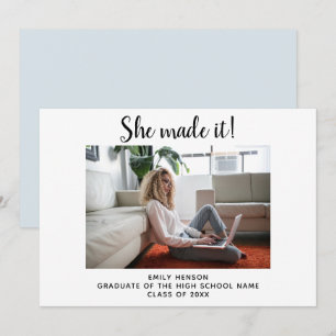 She made it Simple Graduate Photo Graduation  Anno Announcement