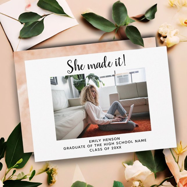 She made it Simple Graduate Photo Graduation Announcement (Creator Uploaded)