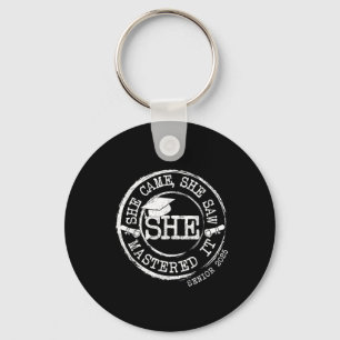 She Mastered It Masters Degree Graduation Retro Cl Keychain
