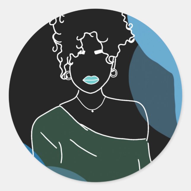 she - negative classic round sticker (Front)