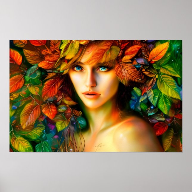 She of the Luminescent Leaves | Digital Art Poster (Front)