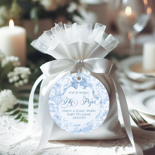 She Pops Blue Toile Safari Animal Baby Shower Favour Tags